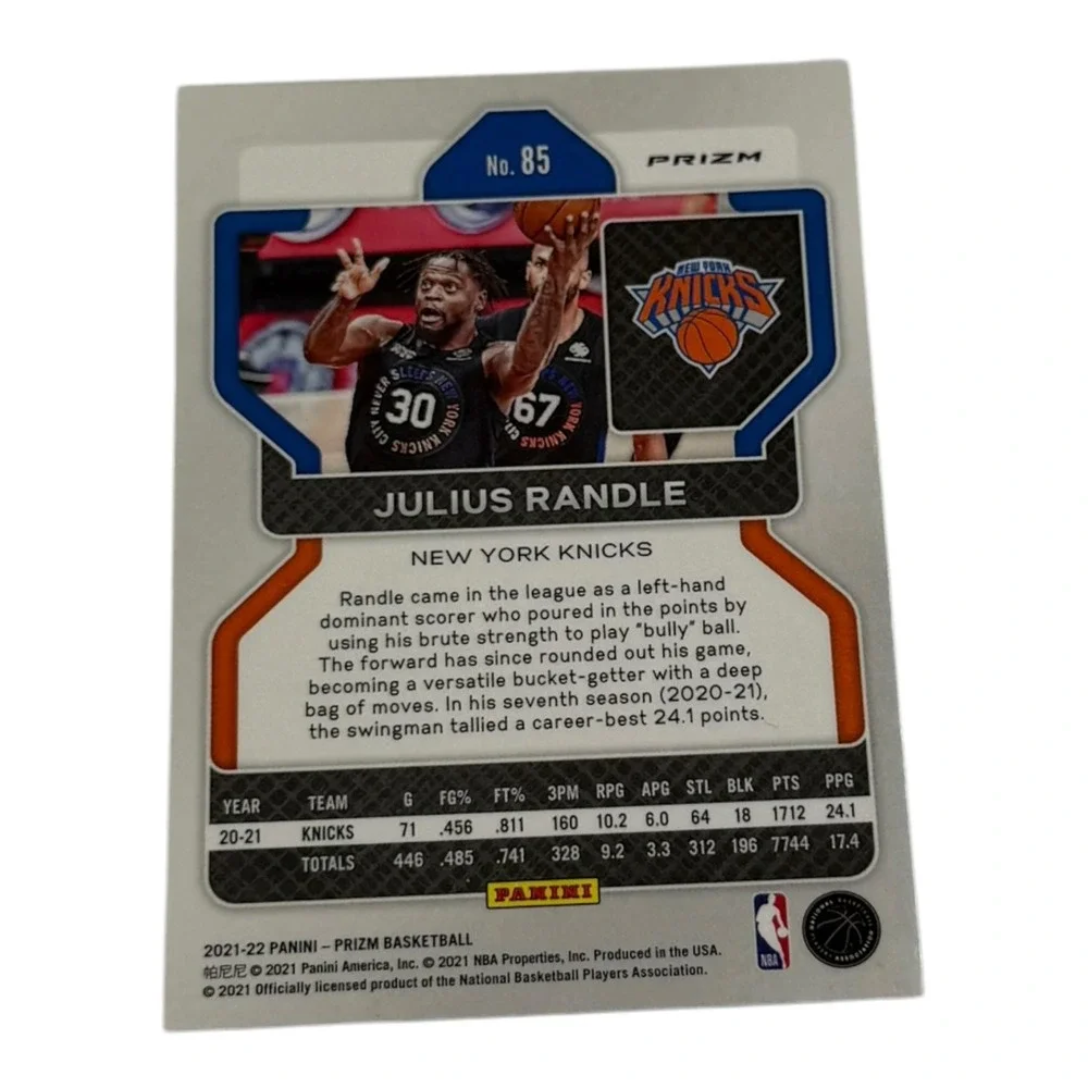 2021-22 Panini Prizm Julius Randle‎ New York Knicks 85 Cracked Ice Prizm Card